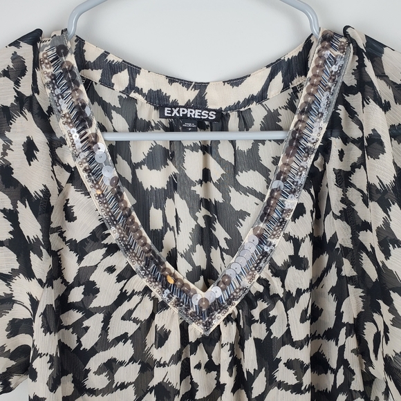 Express Leopard Print Sheer Top - Picture 3 of 5